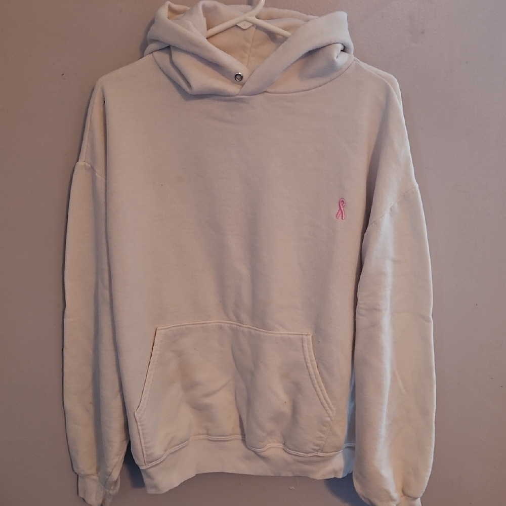 Women's Cream Hoodie with Pink Accent